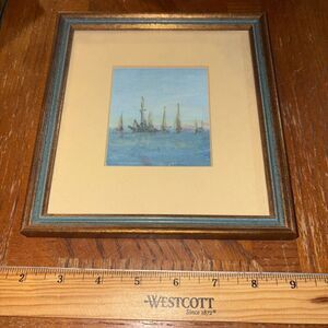 Framed SIGNED FRANCIS WEST Painting ORIENTAL ASIAN Influence BOATS SEASCAPE